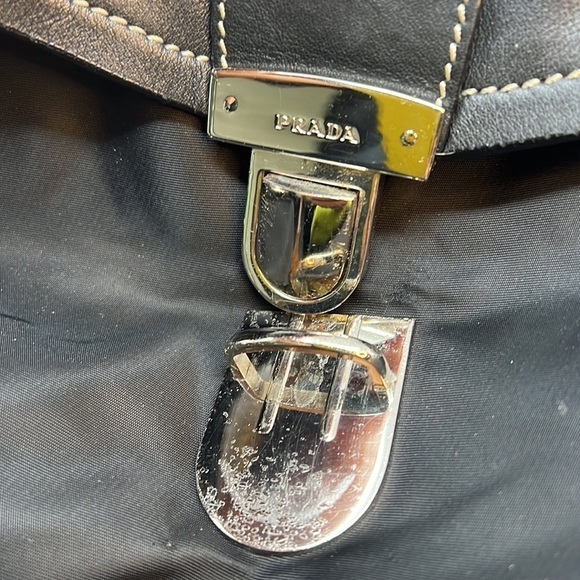 Prada Black Tessuto Nylon Cervo Leather Antic Easy Flap Shoulder Bag - Picture 15 of 16